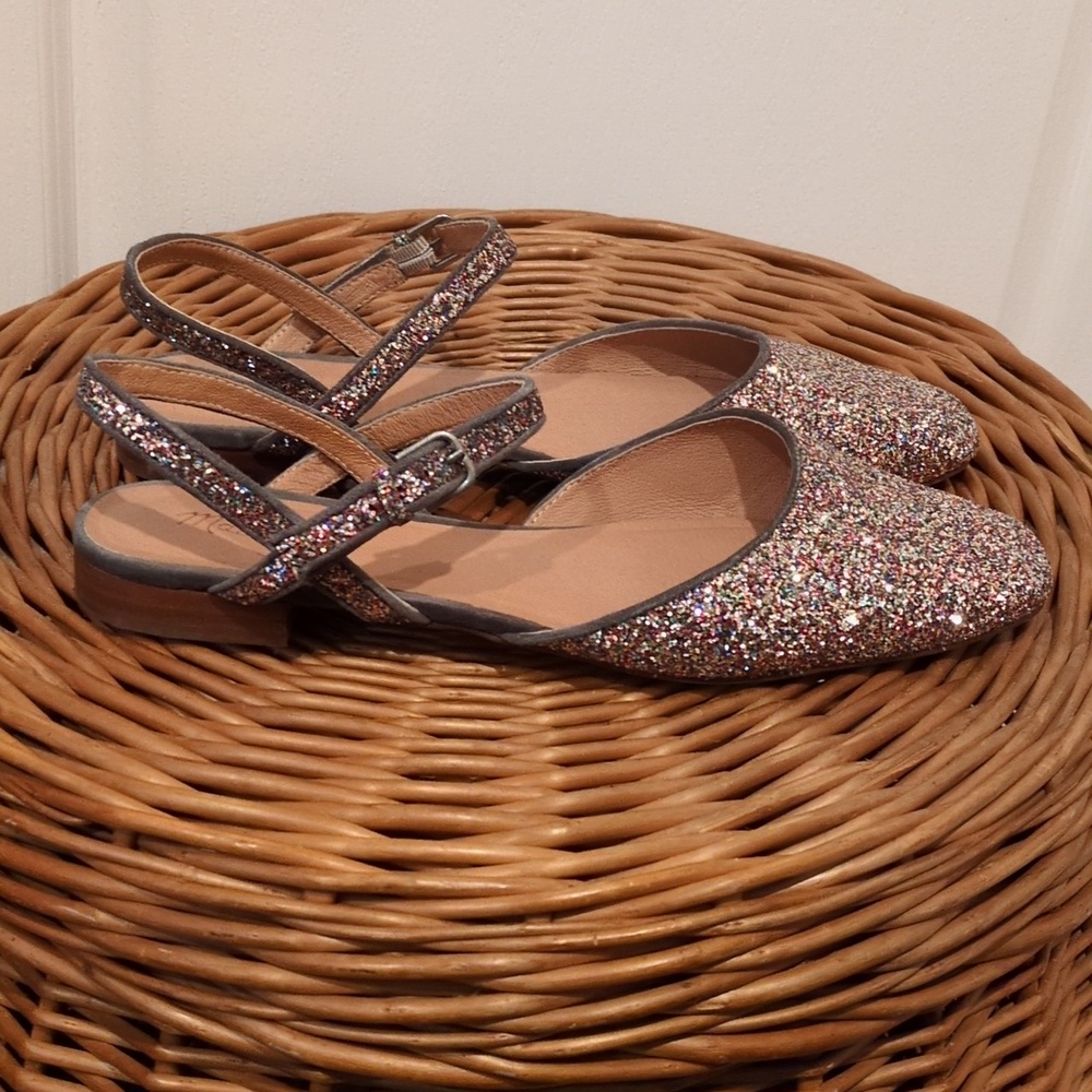 Madewell Glitter Slingback Flats Size 10 - Picture 2 of 7
